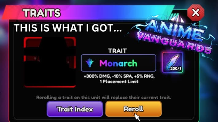 Anime Vanguards (Roblox) - 10,000 Trait Rerolls — 10,000 Rerolls