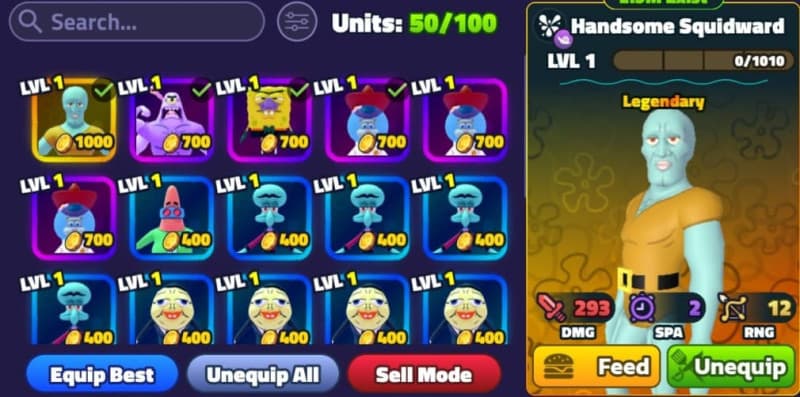 SpongeBob Tower Defense (Roblox) - Unlock All Units — All Units