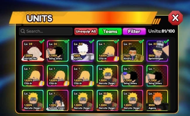 Anime Vanguards (Roblox) - Unlock All Units — All Units